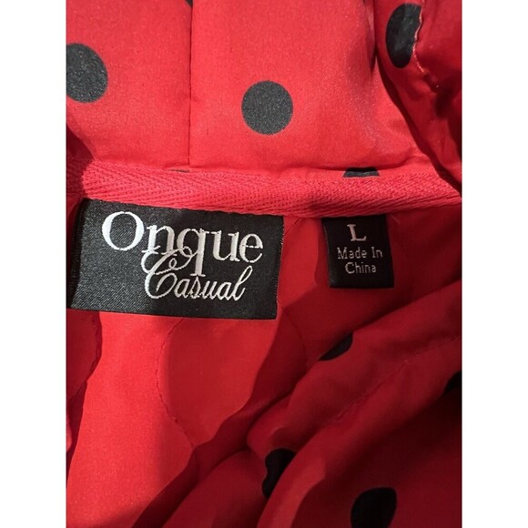 NWT Onque Casual red and black Polka Dot quilted lightweight Zip Front vest L - Picture 5 of 7